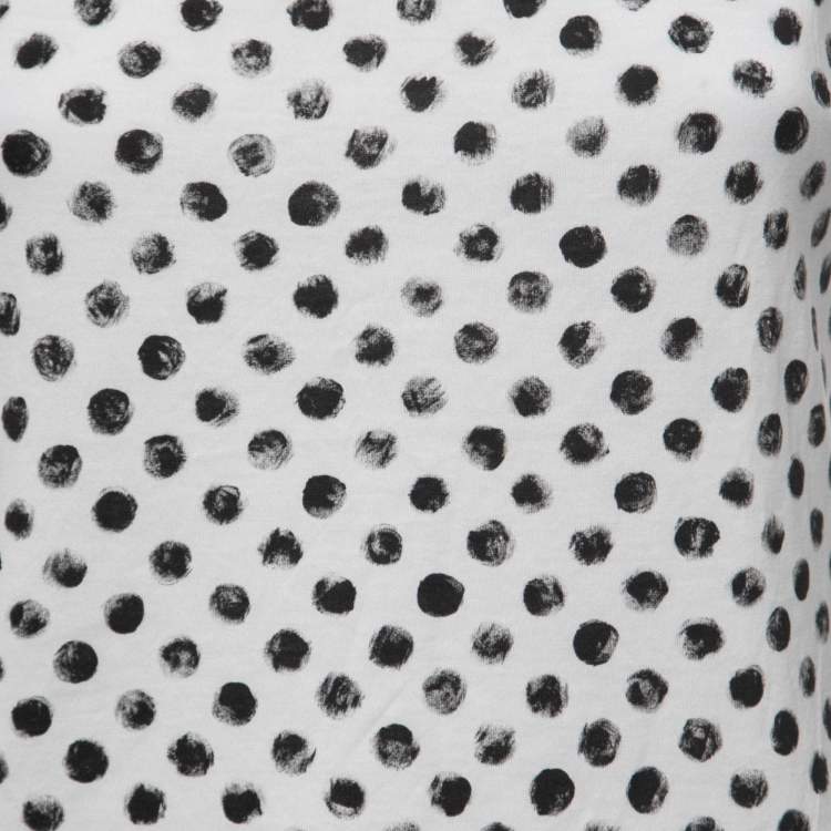 Pre Owned Dolce & Gabbana White Polka Dot Print Cotton Tank Top S