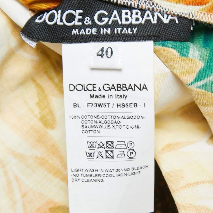 Pre Owned Dolce & Gabbana White/Yellow Sunflower Printed Cotton Top S
