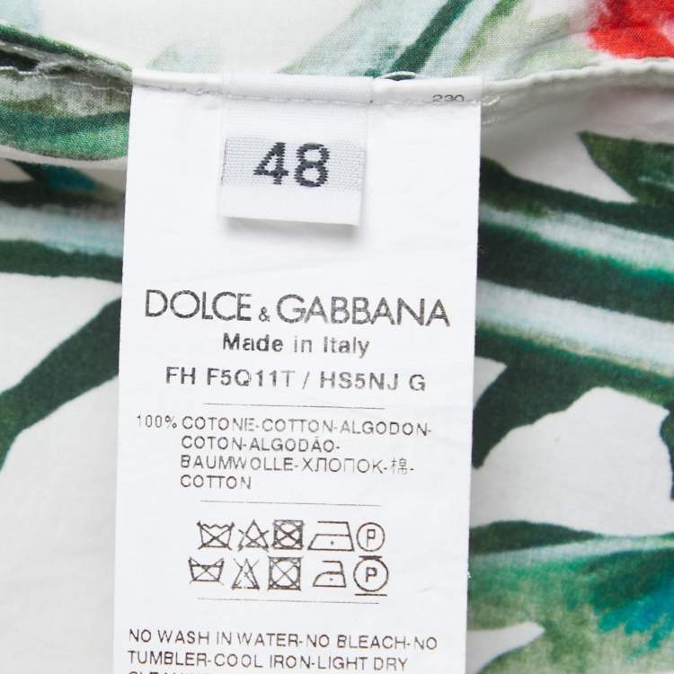 Pre Owned Dolce & Gabbana White/Red Poppy Printed Cotton Shirt L
