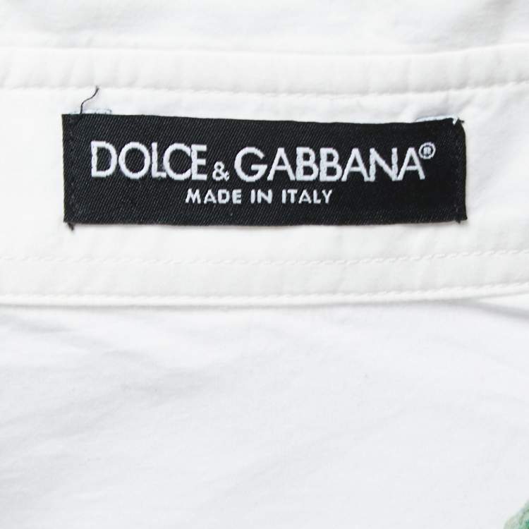 Pre Owned Dolce & Gabbana White/Red Poppy Printed Cotton Shirt L