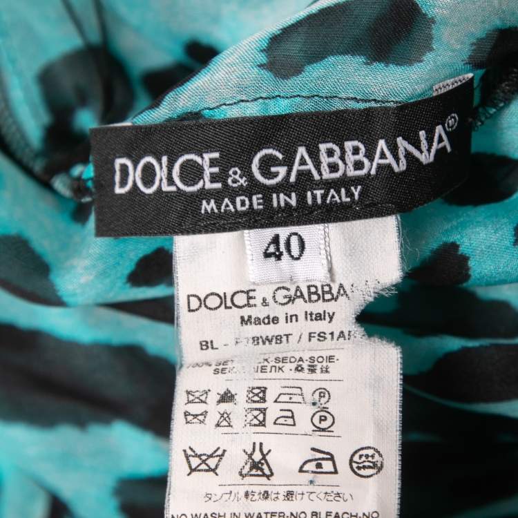 مملوكة مسبقًا Dolce & Gabbana Blue Animal Printed Silk Top  S