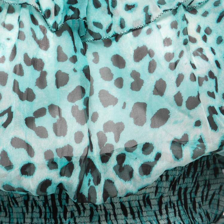 مملوكة مسبقًا Dolce & Gabbana Blue Animal Printed Silk Top  S