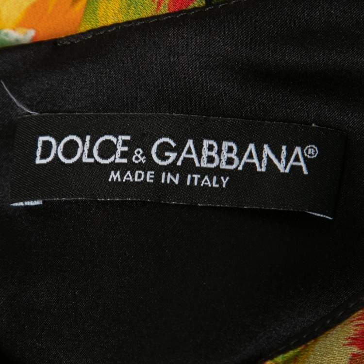 Pre Owned Dolce & Gabbana Black Floral Printed Crepe Lace Trimmed Midi Dress S