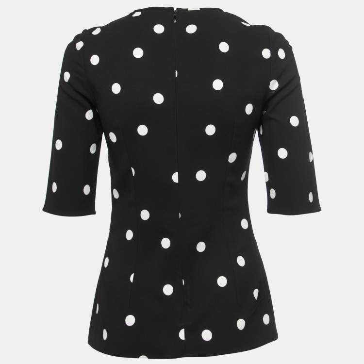 Pre Owned Dolce & Gabbana Black Polka Dot Print Crepe Blouse S