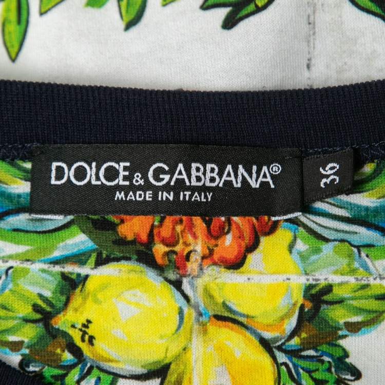 Pre Owned Dolce & Gabbana White Sicilian Print Cotton Crew Neck T-Shirt XS