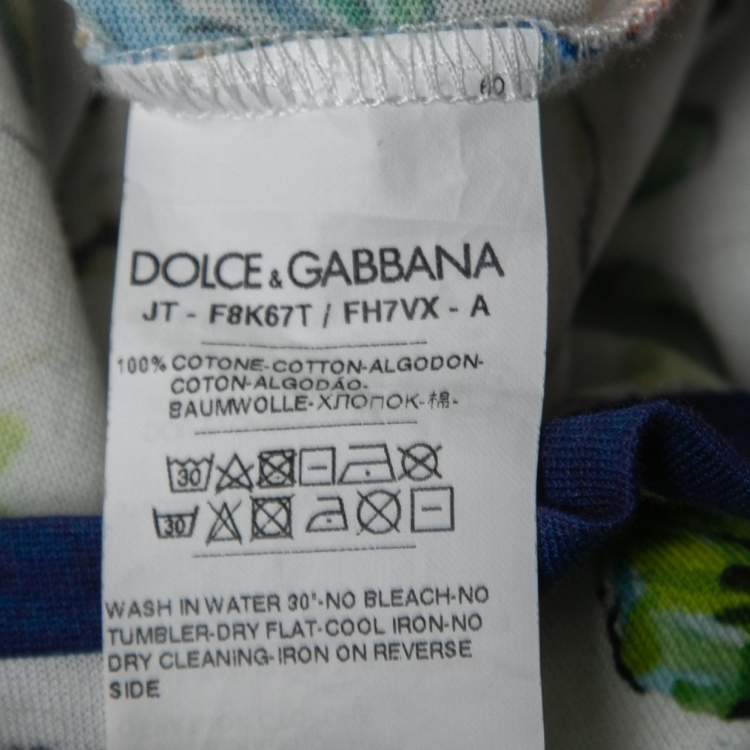 Pre Owned Dolce & Gabbana White Sicilian Print Cotton Crew Neck T-Shirt XS