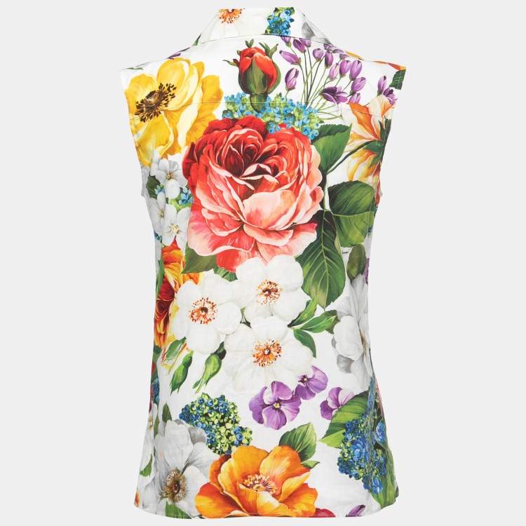 Pre Owned Dolce & Gabbana Multicolor Cotton Sleeveless Blouse S