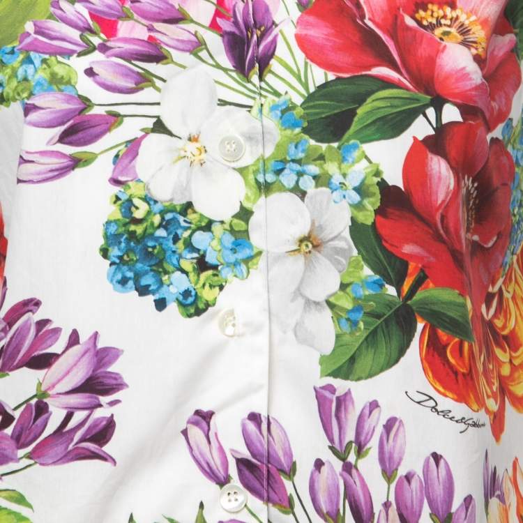 Pre Owned Dolce & Gabbana Multicolor Cotton Sleeveless Blouse S