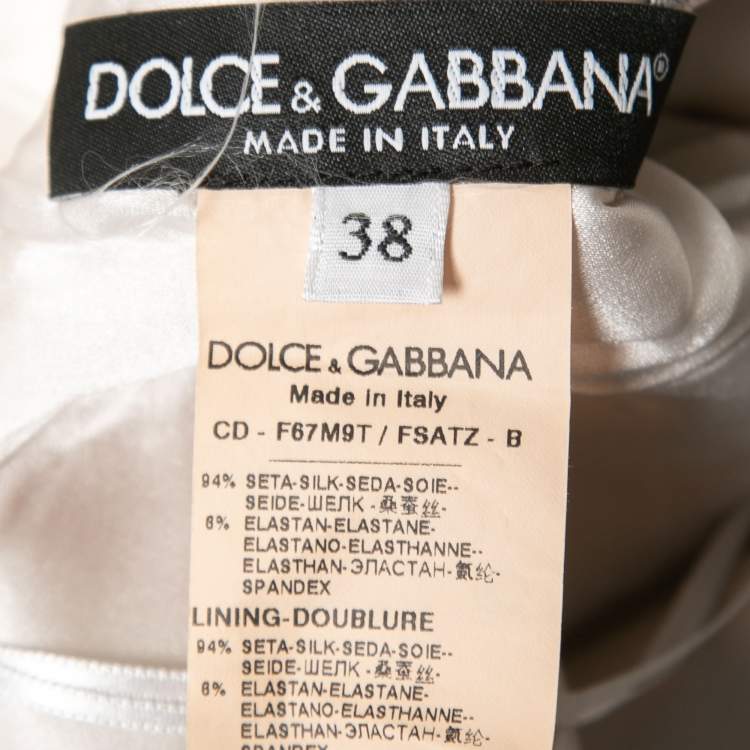Pre Owned Dolce & Gabbana Black/White Floral Printed Silk Flared Hem Midi Dress S