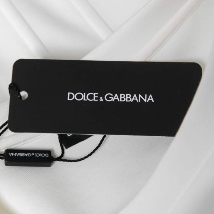 Pre Owned Dolce & Gabbana White Cotton Bustier Detail Crew Neck T-Shirt L