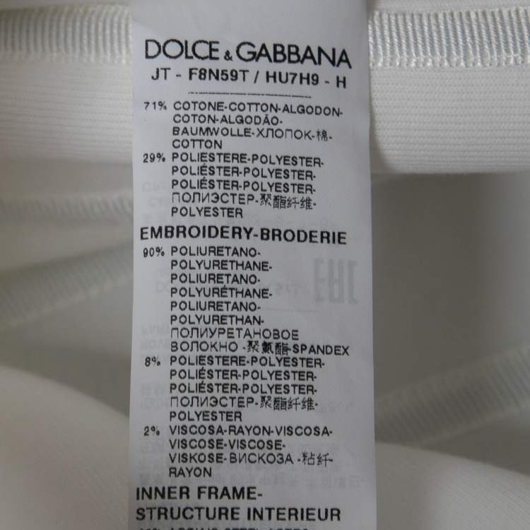 Pre Owned Dolce & Gabbana White Cotton Bustier Detail Crew Neck T-Shirt L
