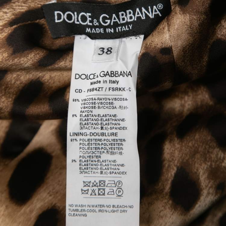 Pre Owned Dolce & Gabbana Brown Floral Animal Printed Crepe Midi Dress S