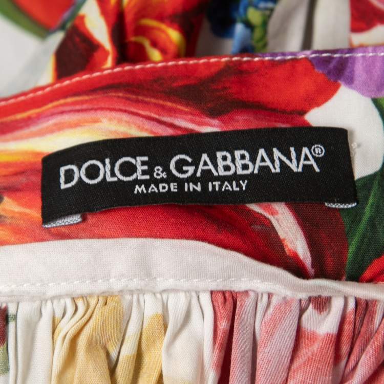 Pre Owned Dolce & Gabbana Multicolor Floral Printed Cotton Flared Mini Skirt S