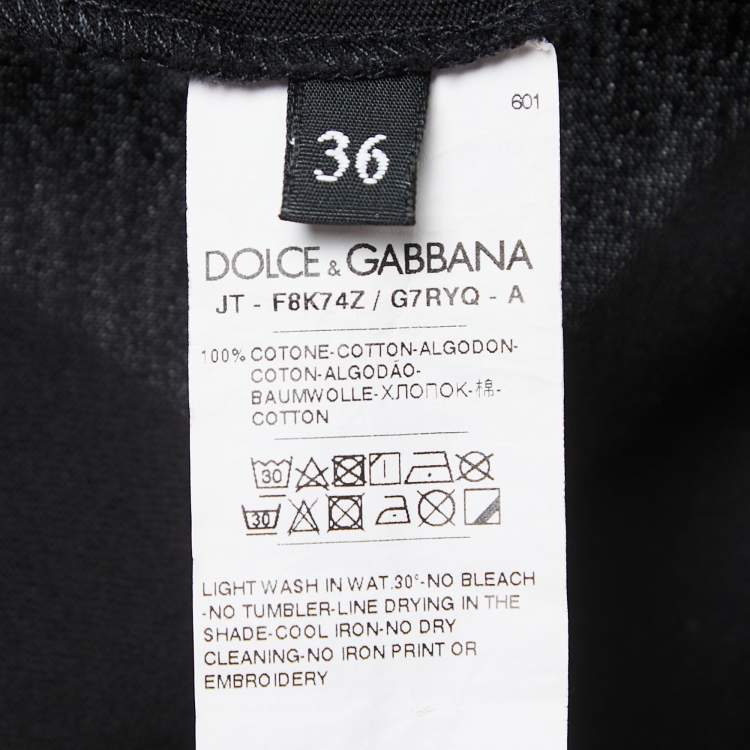 مملوكة مسبقًا Dolce & Gabbana Black Logo Detail Cotton Crew Neck T-Shirt XS