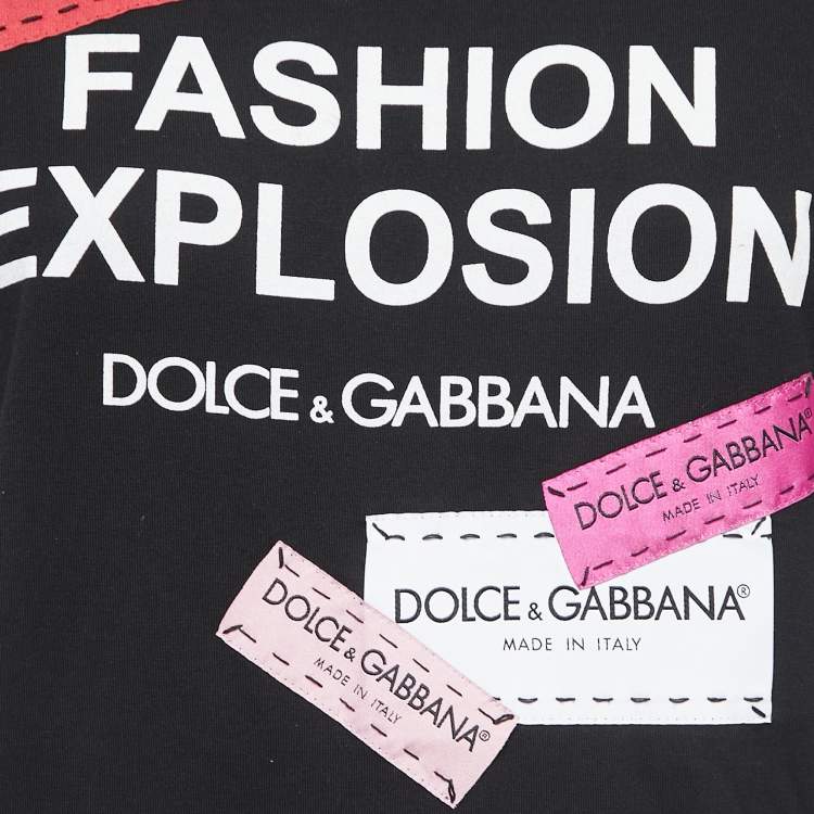 مملوكة مسبقًا Dolce & Gabbana Black Logo Detail Cotton Crew Neck T-Shirt XS