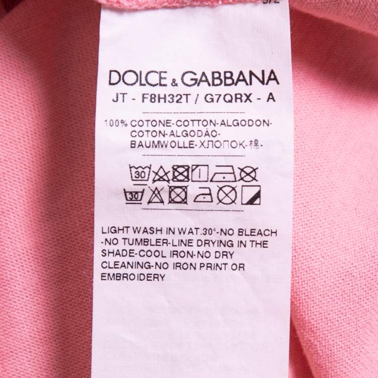 Pre Owned Dolce & Gabbana Pink Fashion Devotion Print Cotton Crew Neck T-Shirt XS