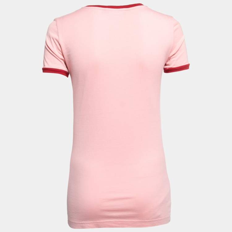 Pre Owned Dolce & Gabbana Pink Fashion Devotion Print Cotton Crew Neck T-Shirt XS