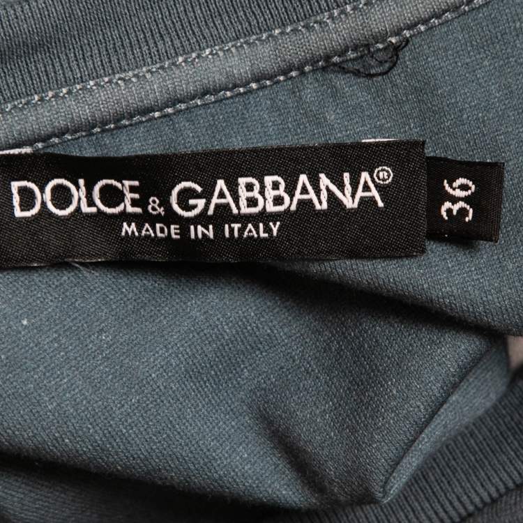 Pre Owned Dolce & Gabbana Grey Angel Print Cotton Crew Neck T-Shirt XS