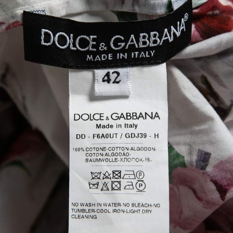 Pre Owned Dolce & Gabbana White Floral Printed Cotton Off Shoulder Mini Dress M