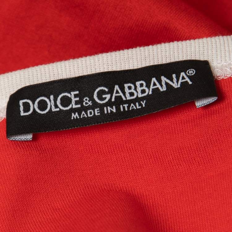 Pre Owned Dolce & Gabbana Red Let's Dance Printed Cotton Sleeveless T-Shirt S