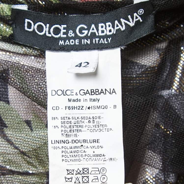 Pre Owned Dolce & Gabbana Black Floral Jacquard Silk Maxi Dress M