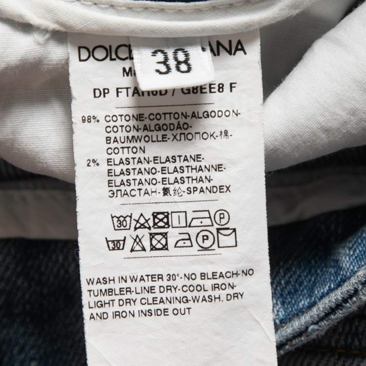 Pre Owned Dolce & Gabbana Blue Distressed Denim Audrey Skinny Jeans S Waist 25"