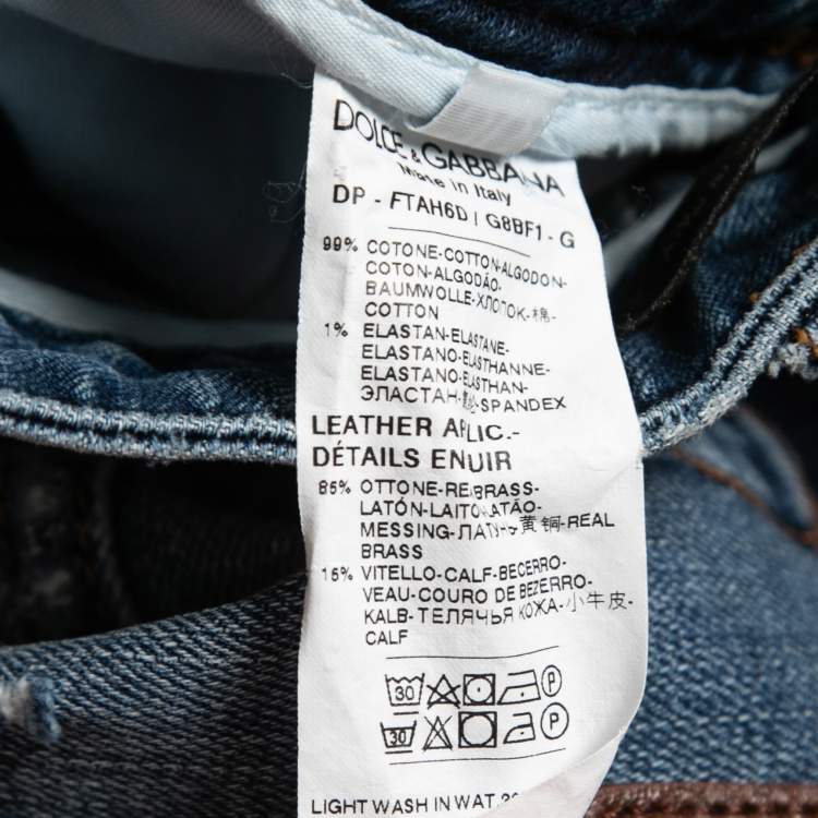 Pre Owned Dolce & Gabbana Blue Distressed Denim Audrey Skinny Jeans XS Waist 24"