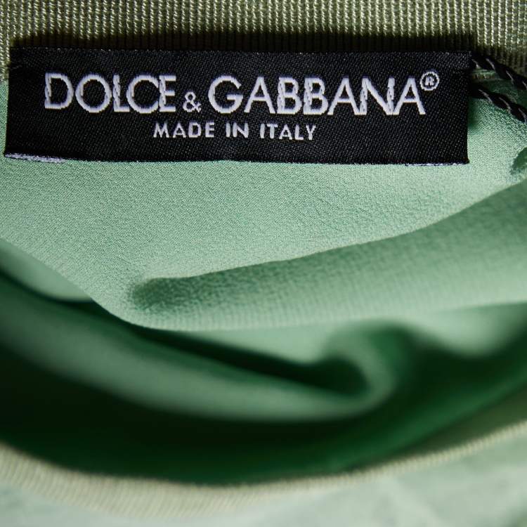 Pre Owned Dolce & Gabbana Light Green Lace & Silk Overlay Mini Skirt S