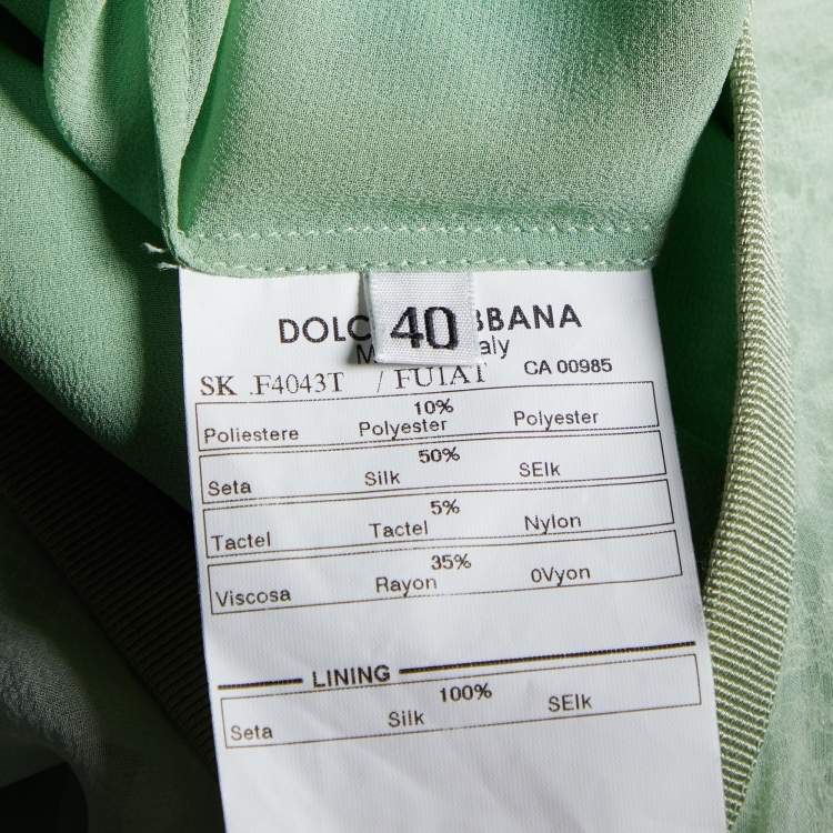 Pre Owned Dolce & Gabbana Light Green Lace & Silk Overlay Mini Skirt S