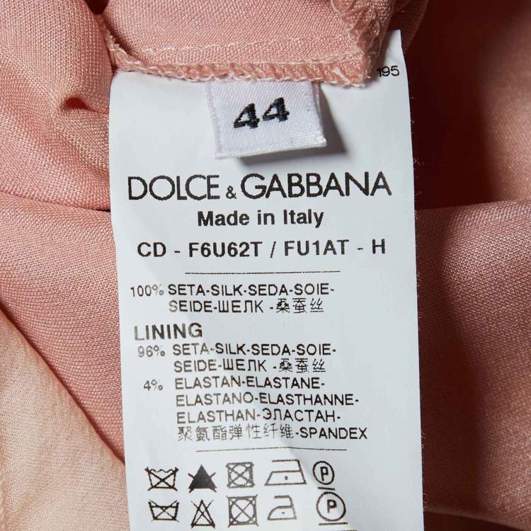 Pre Owned Dolce & Gabbana Pink Silk Floral Applique Halter Neck Dress M