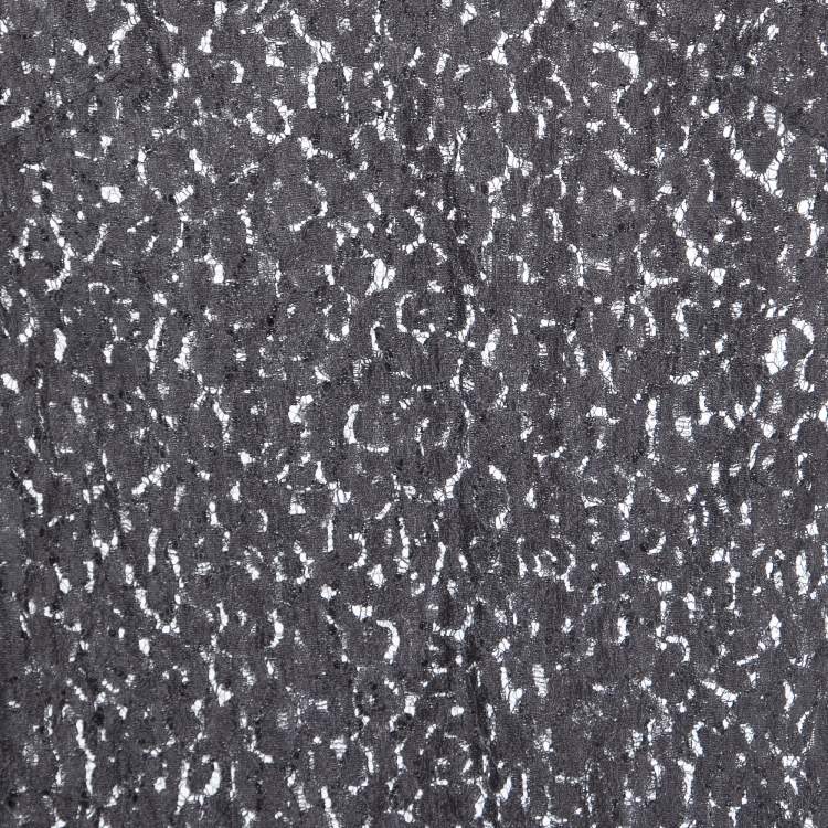 Pre Owned Dolce & Gabbana Grey Lace V-Neck Top S