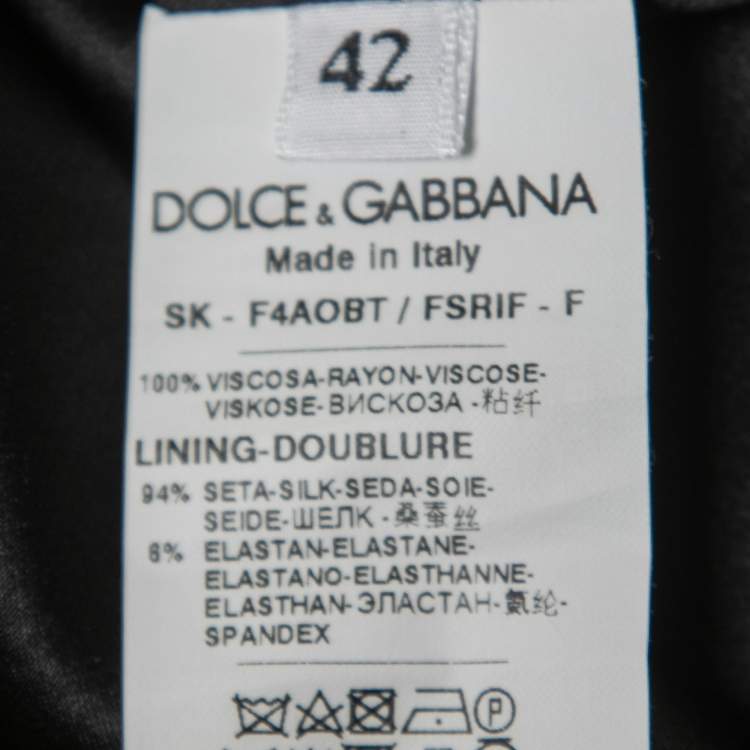 Pre Owned Dolce & Gabbana Black Floral Printed Crepe Pencil Skirt M