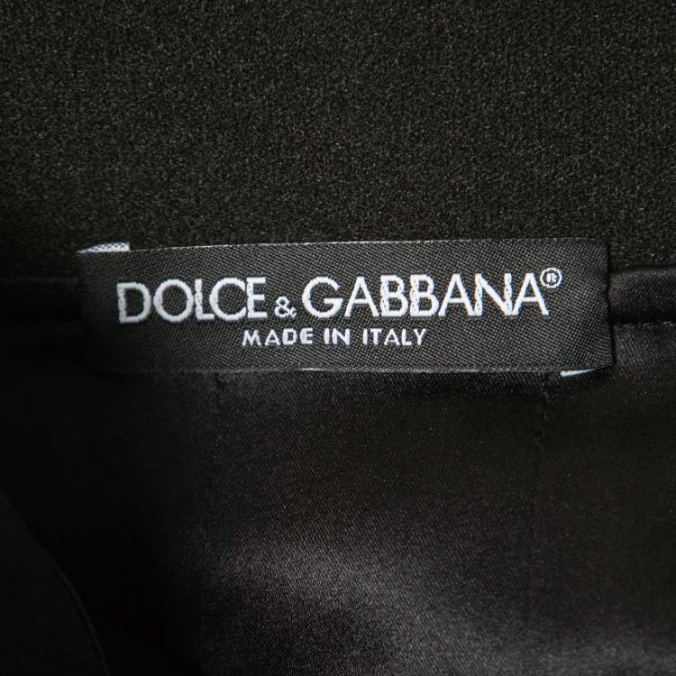 Pre Owned Dolce & Gabbana Black Floral Printed Crepe Pencil Skirt M