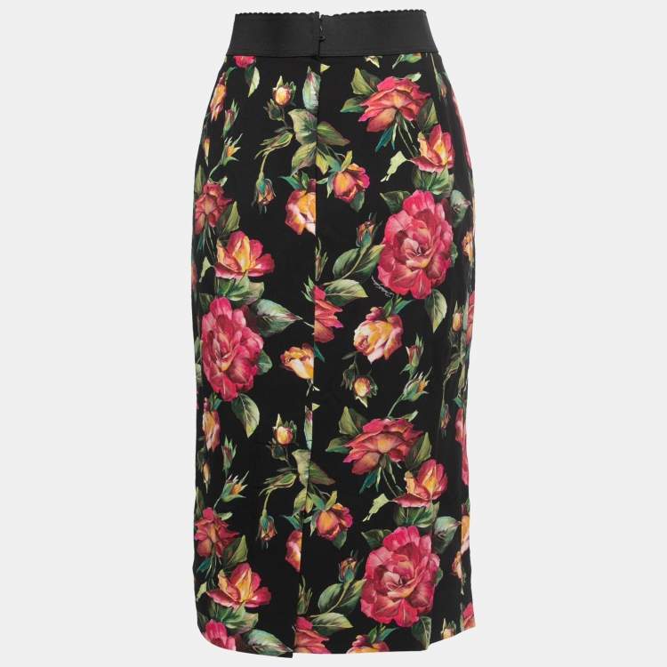 Womens black floral outlet pencil skirt