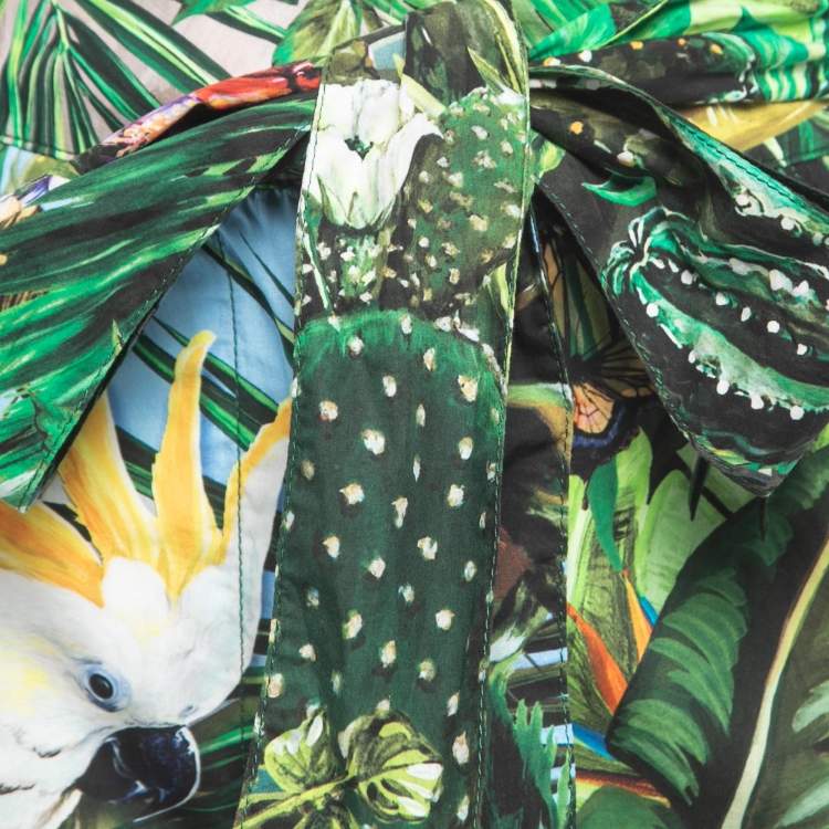 Pre Owned Dolce & Gabbana Green Tropical Printed Cotton Wrap Shorts S