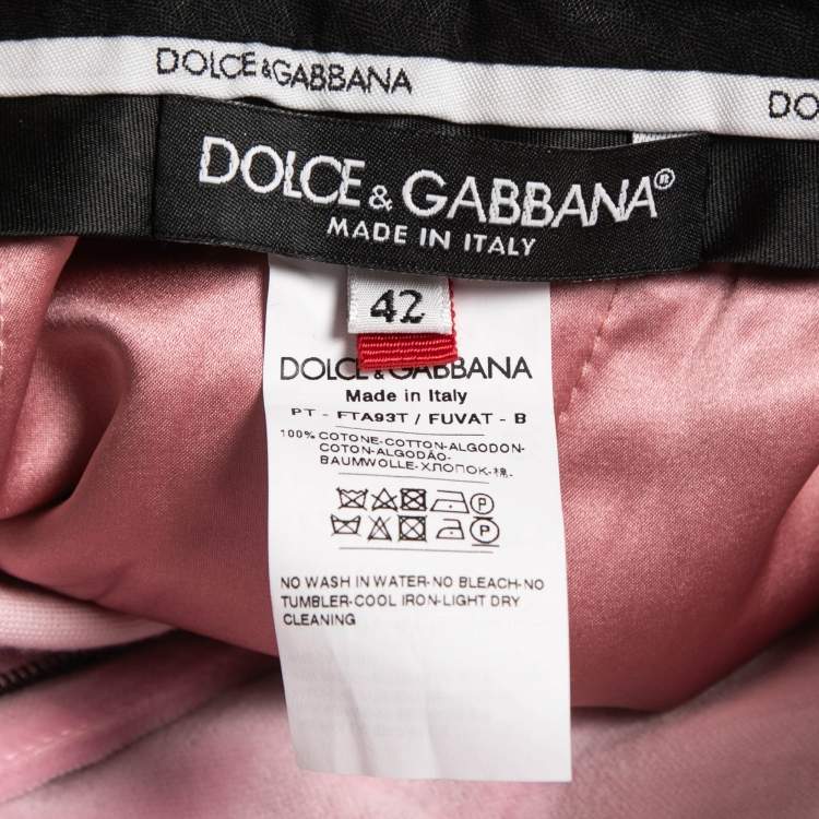 Pre Owned Dolce & Gabbana Pink Velvet Tapered Trousers M