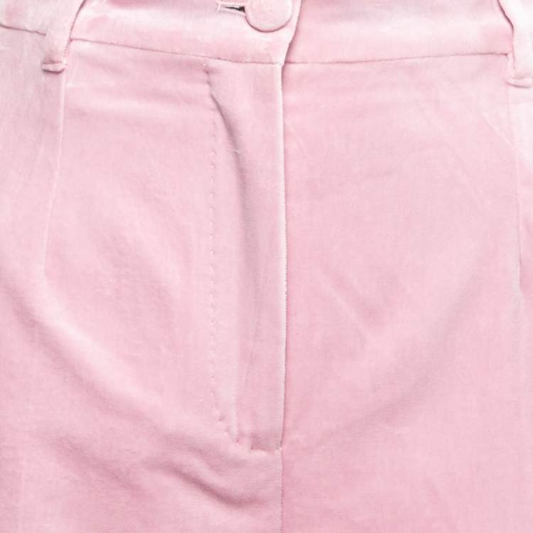 Pre Owned Dolce & Gabbana Pink Velvet Tapered Trousers M