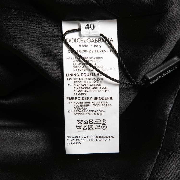 Pre Owned Dolce & Gabbana Black Wool Fashion Devotion Embroidered Midi Dress S