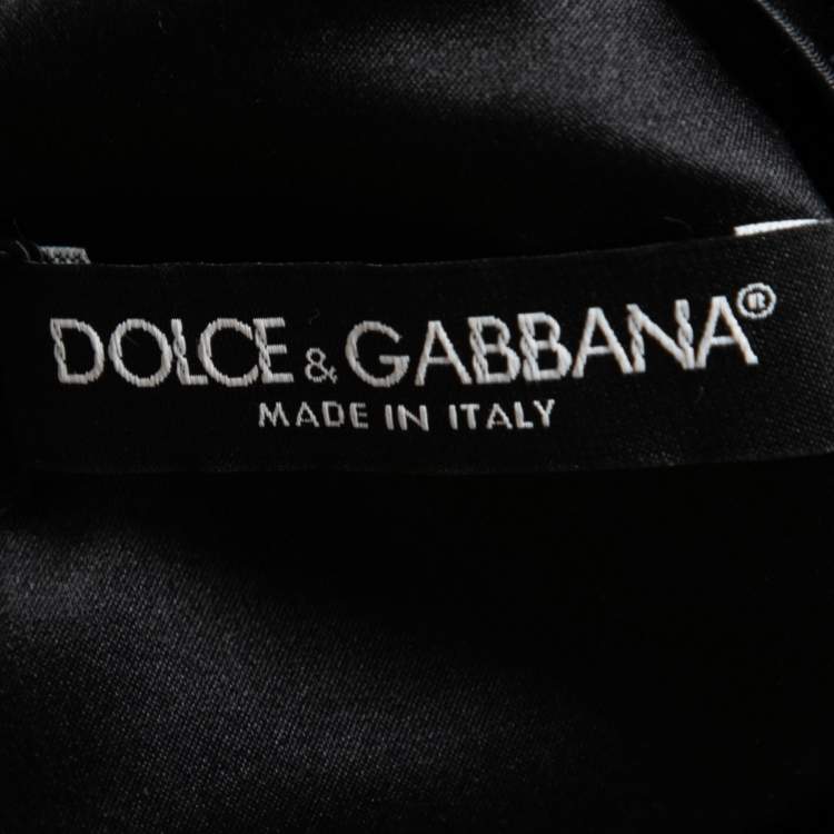 Pre Owned Dolce & Gabbana Black Wool Fashion Devotion Embroidered Midi Dress S