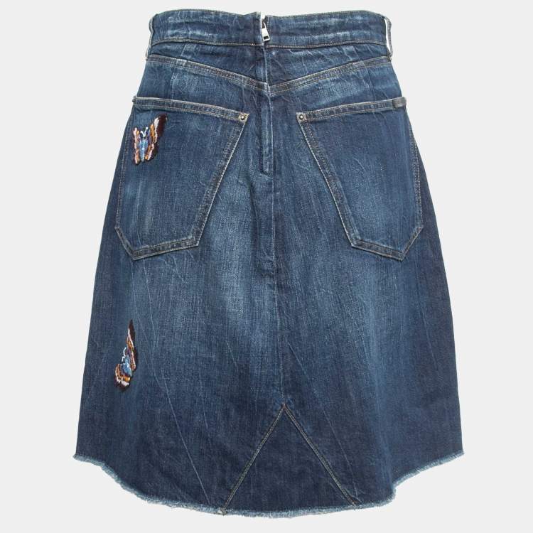 Pre Owned Dolce & Gabbana Navy Blue Denim Applique Detail Mini Skirt S