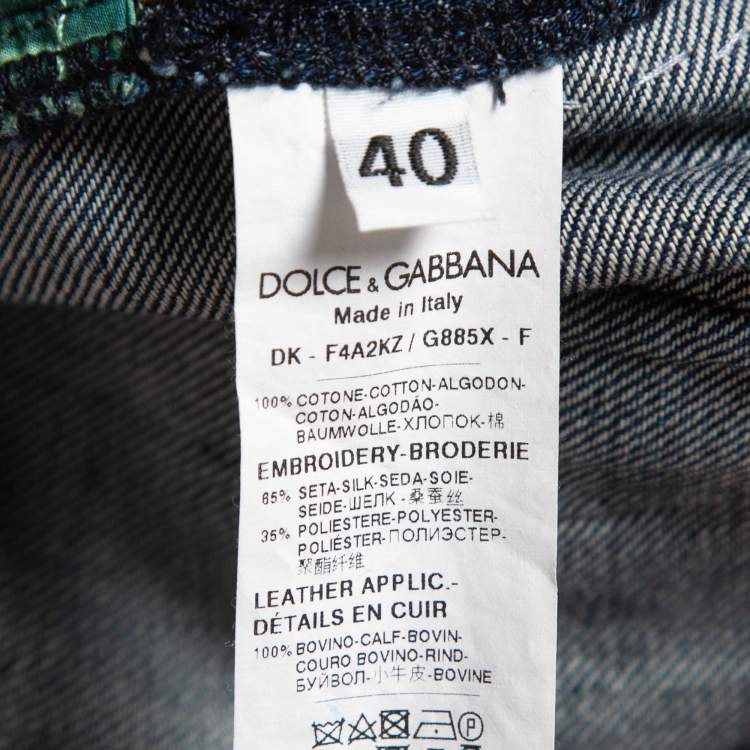Pre Owned Dolce & Gabbana Navy Blue Denim Applique Detail Mini Skirt S