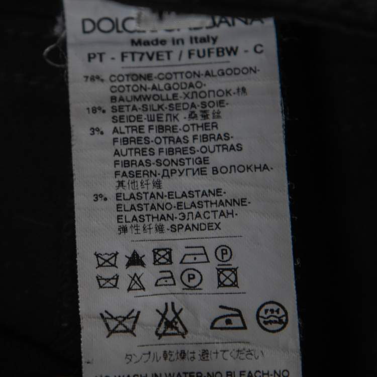 Pre Owned Dolce & Gabbana Black Cotton Zip Hem Detail Pants S