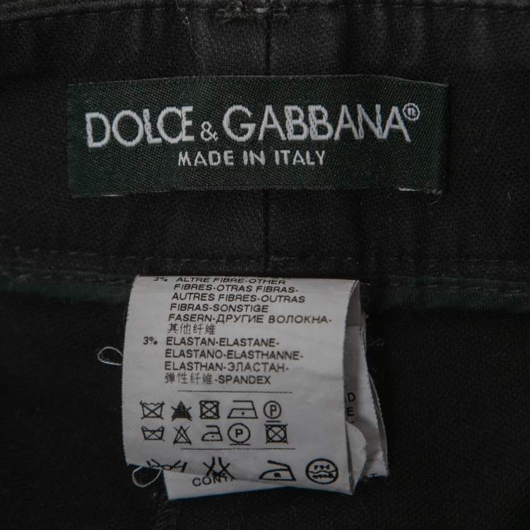 Pre Owned Dolce & Gabbana Black Cotton Zip Hem Detail Pants S