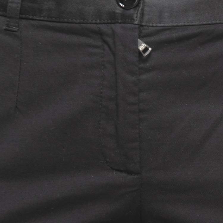 Pre Owned Dolce & Gabbana Black Cotton Zip Hem Detail Pants S
