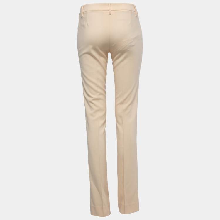 Pre Owned Dolce & Gabbana Cream Wool Slim Fit Trousers S
