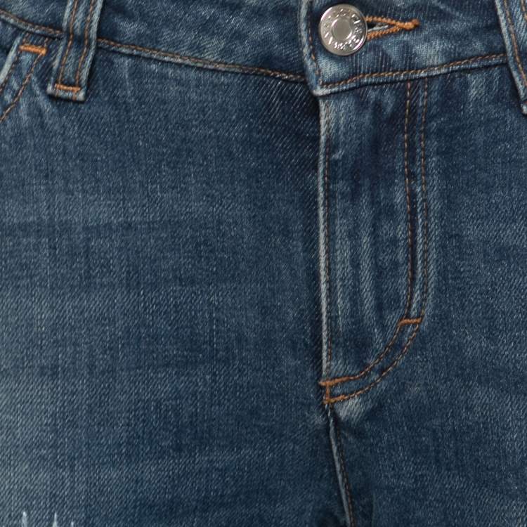 Pre Owned Dolce & Gabbana Blue Denim Cards Embellished Pretty Fit Jeans M