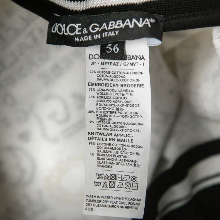 Pre Owned Dolce & Gabbana White Printed Cotton Knit Joggers 3XL