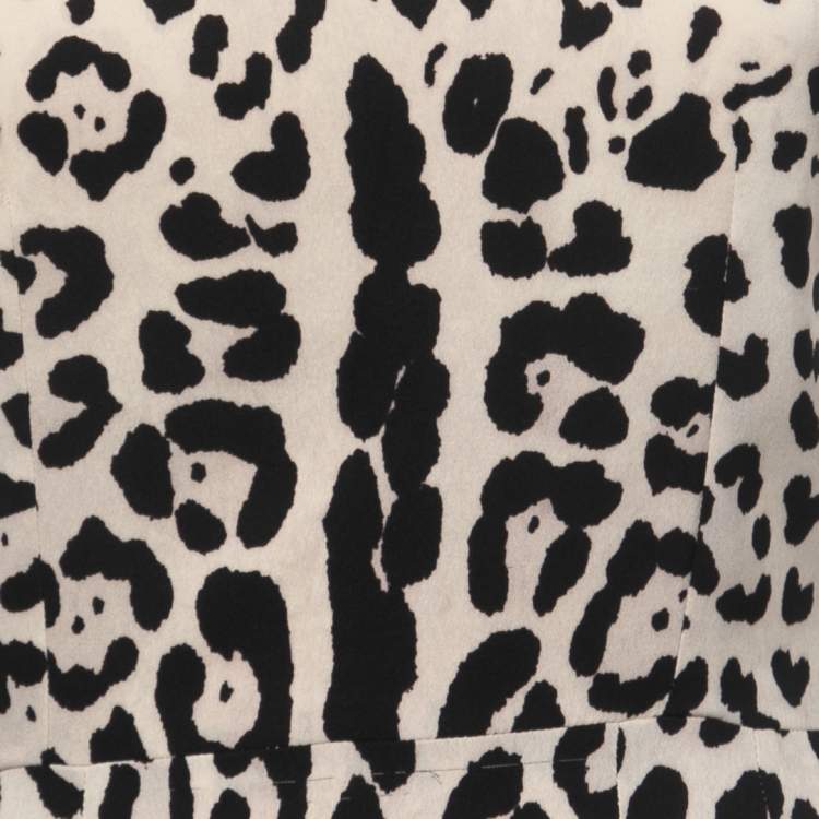 Pre Owned Dolce & Gabbana Cream Animal Printed Silk Sleeveless Sheath Dress S