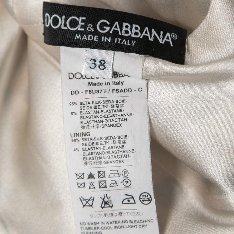 Pre Owned Dolce & Gabbana Cream Animal Printed Silk Sleeveless Sheath Dress S