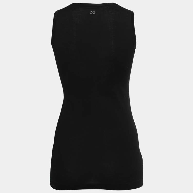 Pre Owned Dolce & Gabbana Black Cotton Knit & Satin Trim Tank Top M
